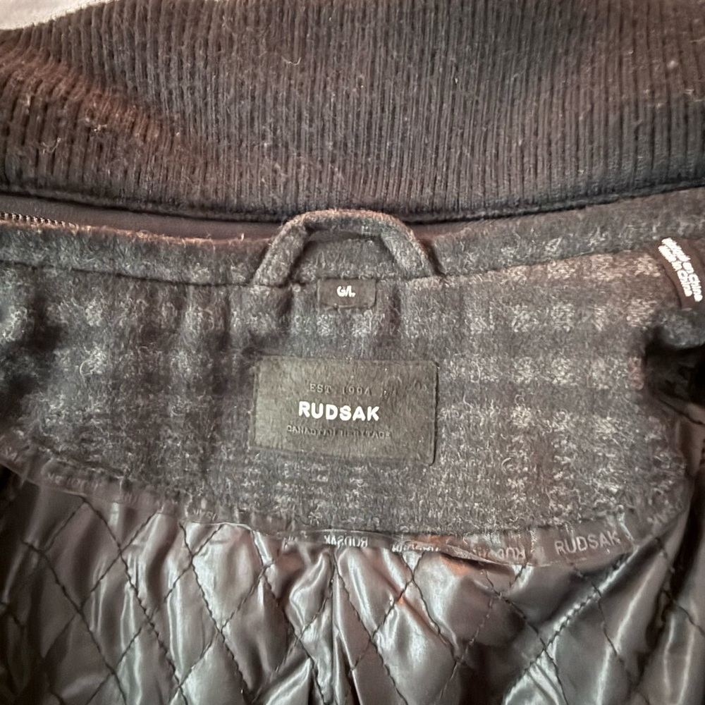 Rudsak Mens Black/charcoal Wool/Leather coat - Picture 12 of 15